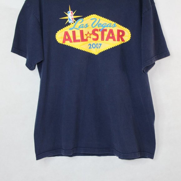 NBA BASKETBALL 2007 LAS VEGAS ALL-STAR TSHIRT SZ XL GILDAN NAVY/YELLOW COTTON - Picture 3 of 12